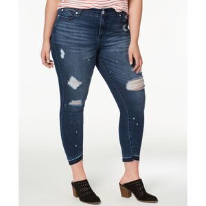 Celebrity Pink Trendy Plus Size Destructed Skinny Jeans